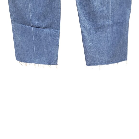 Flying Monkey Blue Boot Cut Jeans Frayed Raw Hem Cropped Ankle High Rise Size 26 - Picture 13 of 16
